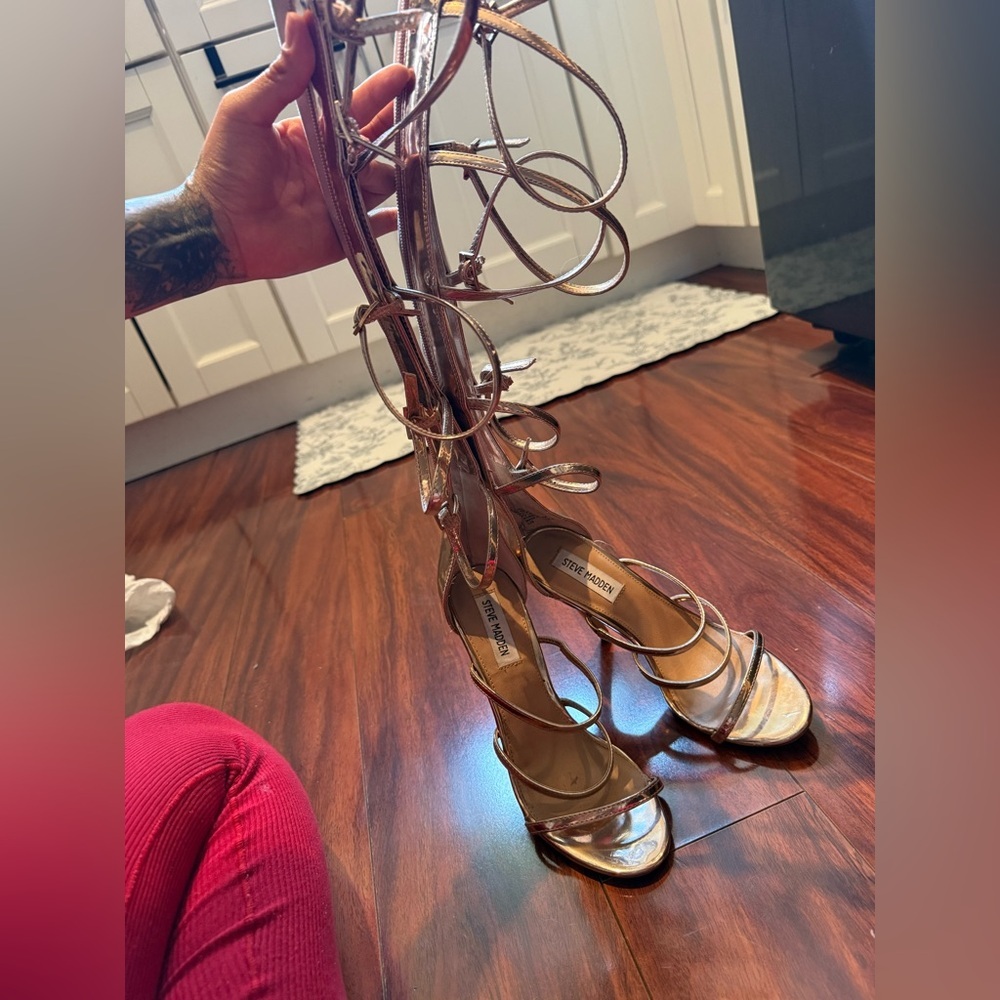 Strappy Metallic Gladiator Stiletto Sandals - Women - Picture 7 of 9